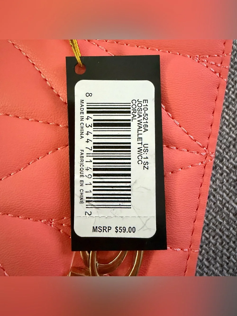 bebe Josia Wallet Wristlet with Clip-on Card Holder in Coral Brand New with Tag